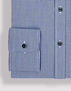 Men's Navy Checkered Dress Shirt - Brian Oak - 6