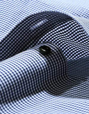 Men's Navy Checkered Dress Shirt - Brian Oak - 7
