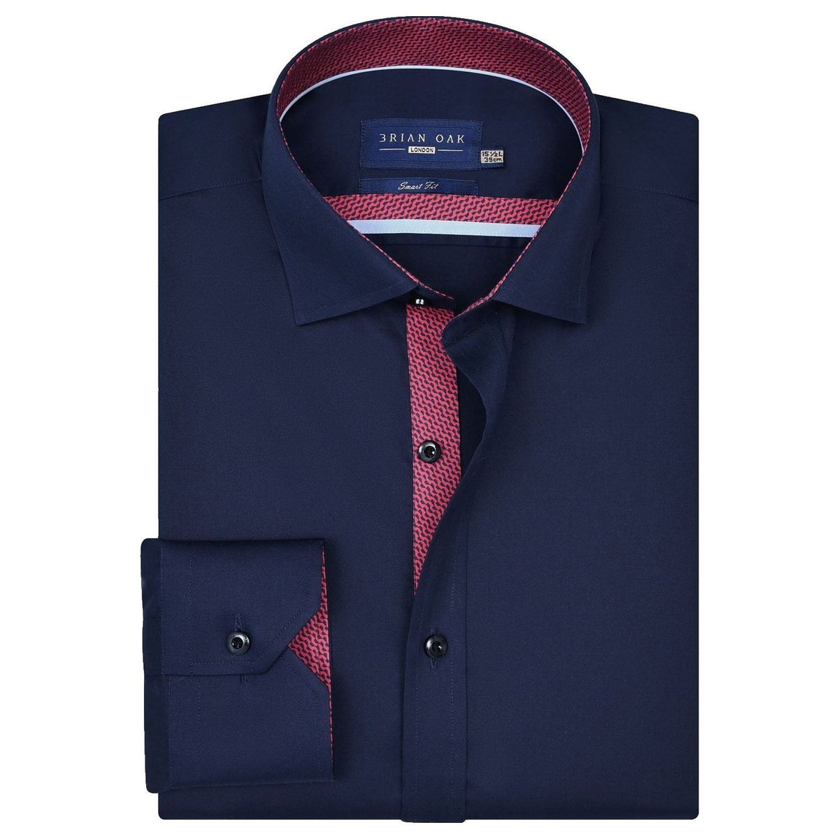 Marineblau Satinhemd Herren Baumwolle elegant bequem - Brian Oak - 1