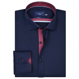 Marineblau Satinhemd Herren Baumwolle elegant bequem - Brian Oak - 1
