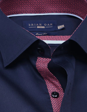 Marineblau Satinhemd Herren Baumwolle elegant bequem - Brian Oak - 2