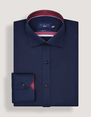 Marineblau Satinhemd Herren Baumwolle elegant bequem - Brian Oak - 3