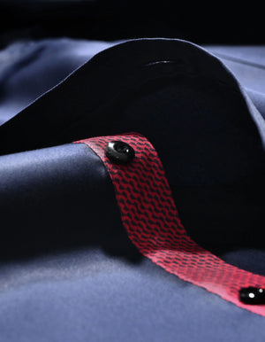 Marineblau Satinhemd Herren Baumwolle elegant bequem - Brian Oak - 4