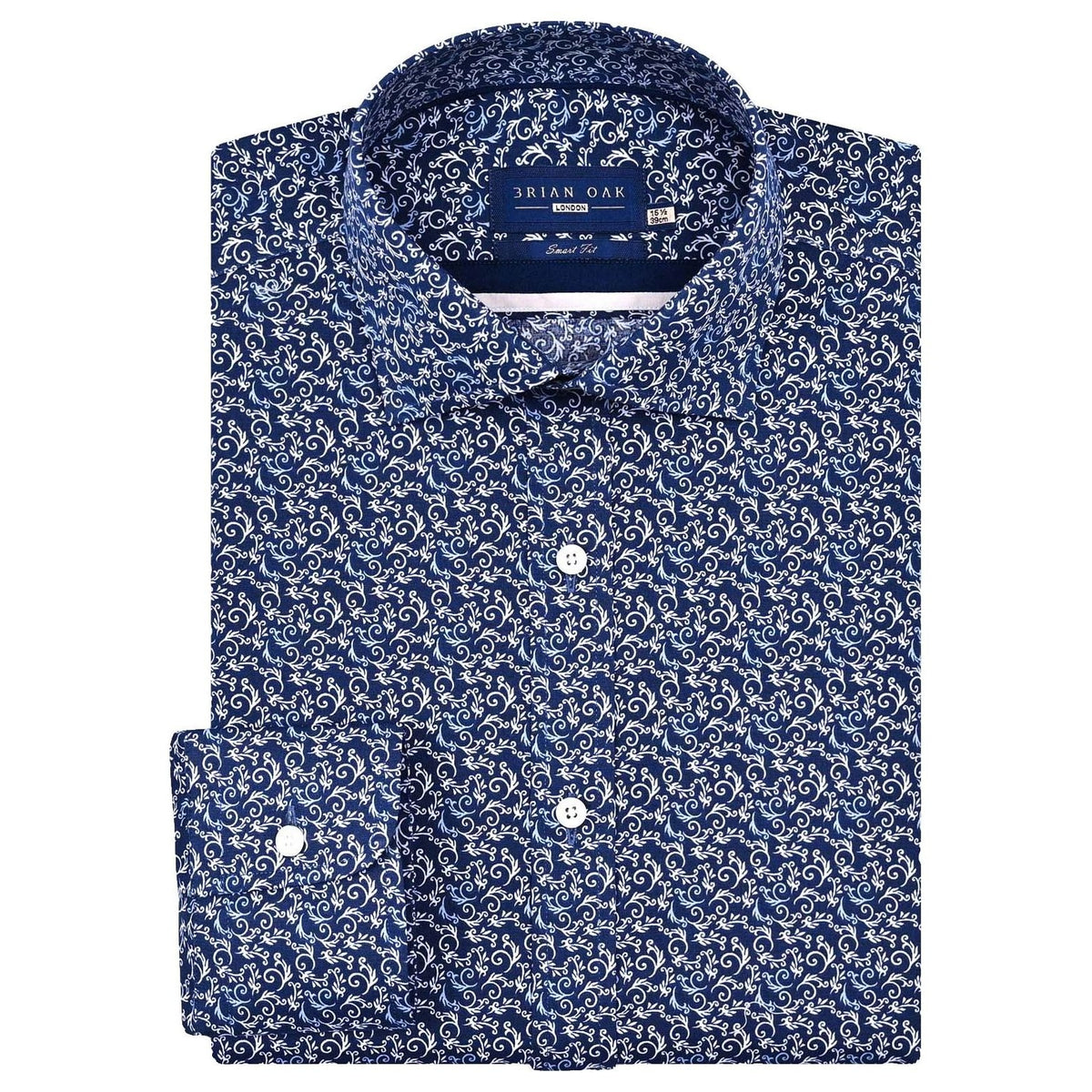 Mens Navy Paisley Print Formal Shirt - Brian Oak - 1