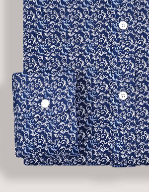 Mens Navy Paisley Print Formal Shirt - Brian Oak - 5