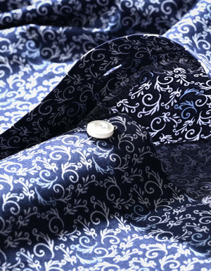 Mens Navy Paisley Print Formal Shirt - Brian Oak - 6