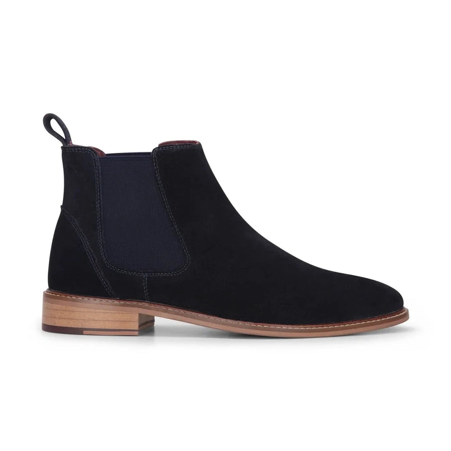 Marineblaue Chelsea-Stiefeletten zum Hineinschlüpfen aus Wildleder für Herren - London Brogues - 1
