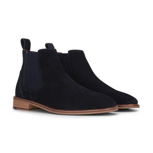 Wsuwane sztyblety za kostkę męskie granatowe zamszowe skórzane - Granatowy - London Brogues - 2
