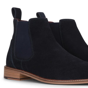 Wsuwane sztyblety za kostkę męskie granatowe zamszowe skórzane - Granatowy - London Brogues - 3