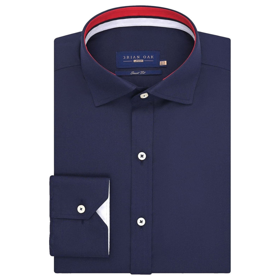 Marineblaues Twill-Hemd mit Union Jack Kontrastbesatz - Herrenhemd - Brian Oak - 1