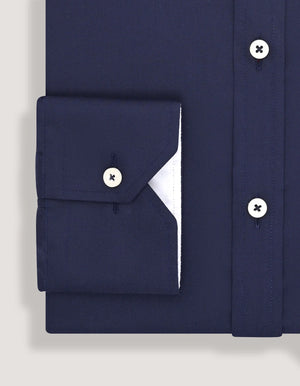 Cămașă formală pentru bărbați bleumarin din twill cu tiv contrastant cu steagul Regatului Unit - Brian Oak - 4