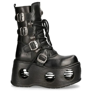 Buty za kostkę męskie metaliczne Neptuno skórzane na platformie - New Rock - 1