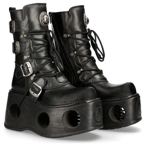 Buty za kostkę męskie metaliczne Neptuno skórzane na platformie - New Rock - 2