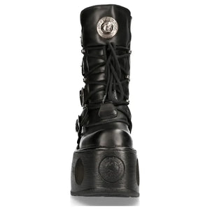Buty za kostkę męskie metaliczne Neptuno skórzane na platformie - New Rock - 4