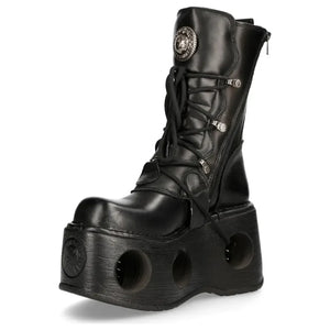 Buty za kostkę męskie metaliczne Neptuno skórzane na platformie - New Rock - 5