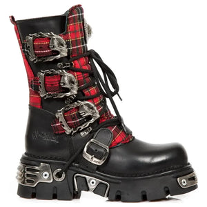 New Rock 391T-S1 - Buty za kostkę męskie czarne skórzane w kratę gotyckie - New Rock - 2
