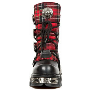 New Rock 391T-S1 - Buty za kostkę męskie czarne skórzane w kratę gotyckie - New Rock - 4