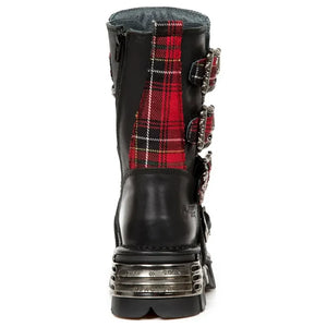 New Rock 391T-S1 - Buty za kostkę męskie czarne skórzane w kratę gotyckie - New Rock - 6