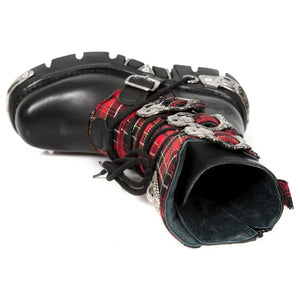 New Rock 391T-S1 - Buty za kostkę męskie czarne skórzane w kratę gotyckie - New Rock - 7