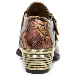 Męskie New Rock M-7960-s14 tłoczone retro buty czarne skórzane - New Rock - 5