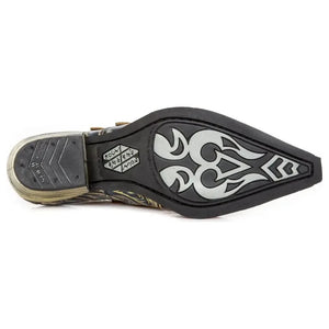 Męskie New Rock M-7960-s14 tłoczone retro buty czarne skórzane - New Rock - 6