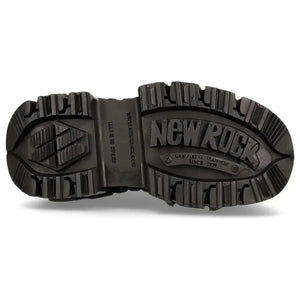 Męskie New Rock MILI083CCT-C4 metaliczne czarne skórzane militarne buty za kostkę - New Rock - 6