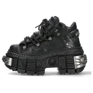 New Rock WALL106-S10 - Czarne buty skórzane unisex na platformie gotyckie - New Rock - 1