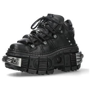New Rock WALL106-S10 - Czarne buty skórzane unisex na platformie gotyckie - New Rock - 3