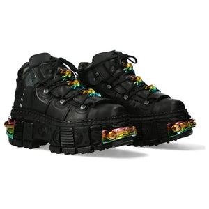 New Rock WALL106-S23 - Czarne buty skórzane na platformie unisex gotyckie - New Rock - 2