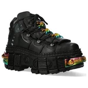 New Rock WALL106-S23 - Czarne buty skórzane na platformie unisex gotyckie - New Rock - 3