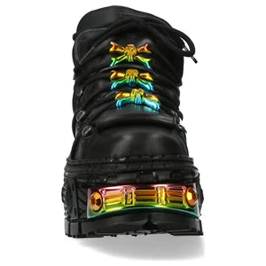 New Rock WALL106-S23 - Czarne buty skórzane na platformie unisex gotyckie - New Rock - 4