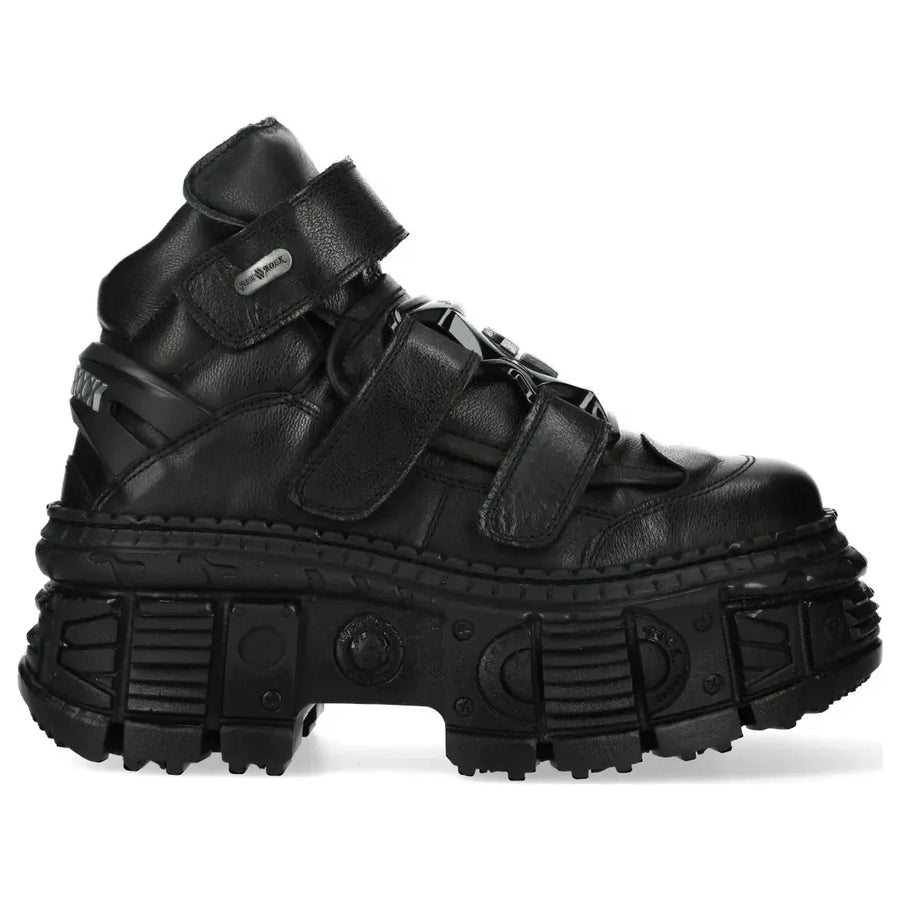 Men's New Rock WALL285-S2 Boots Punk Metallic Black Leather Gothic - New Rock - 1