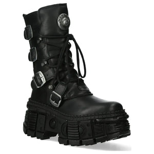 New Rock WALL373-S5 - Czarne buty skórzane na platformie gotyckie - New Rock - 2