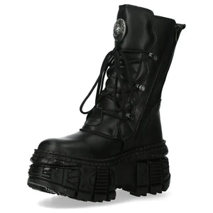 New Rock WALL373-S5 - Czarne buty skórzane na platformie gotyckie - New Rock - 4