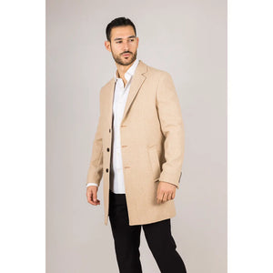 Płaszcz męski z domieszką wełny z wyciętymi klapami - Beżowy - TruClothing.com - 17