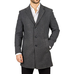 Płaszcz męski z domieszką wełny z wyciętymi klapami - Szary - TruClothing.com - 8