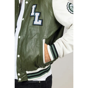 Oliwkowa skórzana kurtka bomber męska - Infinity Leather - 6