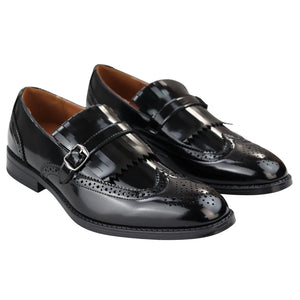 Scarpe Monk da Uomo Oxford Classico Formale Elegante - Nero - Elong - 7