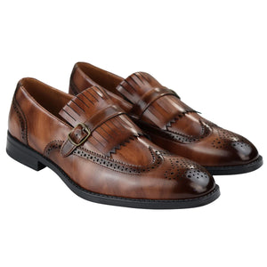 Scarpe Monk da Uomo Oxford Classico Formale Elegante - Marrone - Elong - 2