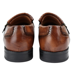 Scarpe Monk da Uomo Oxford Classico Formale Elegante - Marrone - Elong - 4