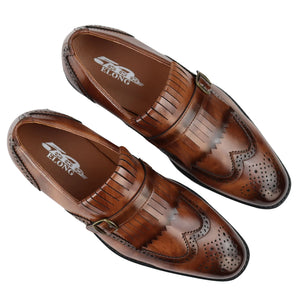 Scarpe Monk da Uomo Oxford Classico Formale Elegante - Marrone - Elong - 5