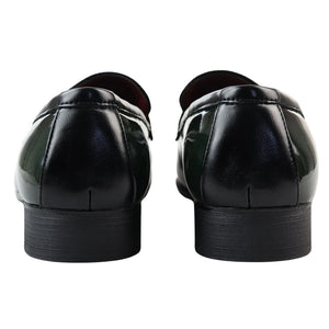 Mocassins homme loafers vernis à enfiler doublure en cuir pampille style habillé formel - Vert - Elong - 18