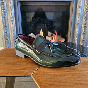 Mocassins homme loafers vernis à enfiler doublure en cuir pampille style habillé formel - Vert - Elong - 20