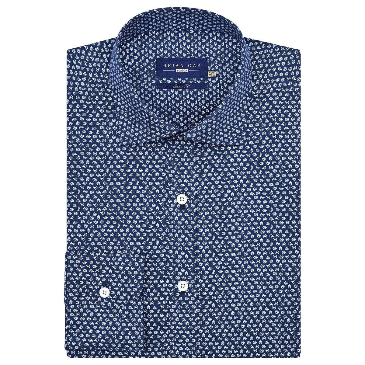 Camisa Vestir Patrón Algodón Azul Oxford Hombre - Brian Oak - 1