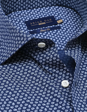 Camisa Vestir Patrón Algodón Azul Oxford Hombre - Brian Oak - 3