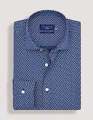Camisa Vestir Patrón Algodón Azul Oxford Hombre - Brian Oak - 4