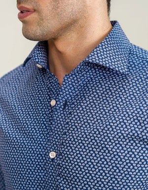Camisa Vestir Patrón Algodón Azul Oxford Hombre - Brian Oak - 5