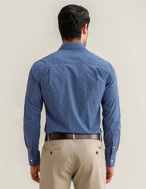 Camisa Vestir Patrón Algodón Azul Oxford Hombre - Brian Oak - 7