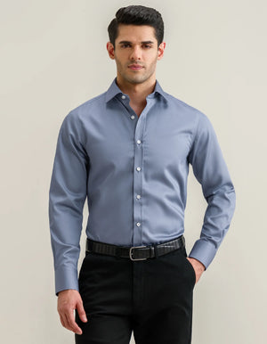Men's Plain Smart Fit Formal Shirt - Grey - Brian Oak - 2
