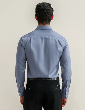 Men's Plain Smart Fit Formal Shirt - Grey - Brian Oak - 7